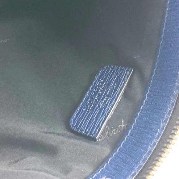 Salvatore Ferragamo logo Pouch with strap Clutch bag Leather Navy - Picture 14 of 16